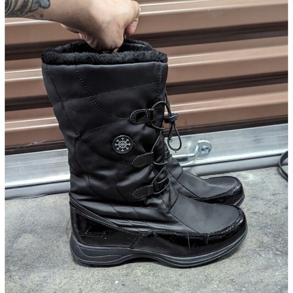 Coastal Winter Weatherproof Faux Fur Snow Boots Black Waterproof Women's Size 9M